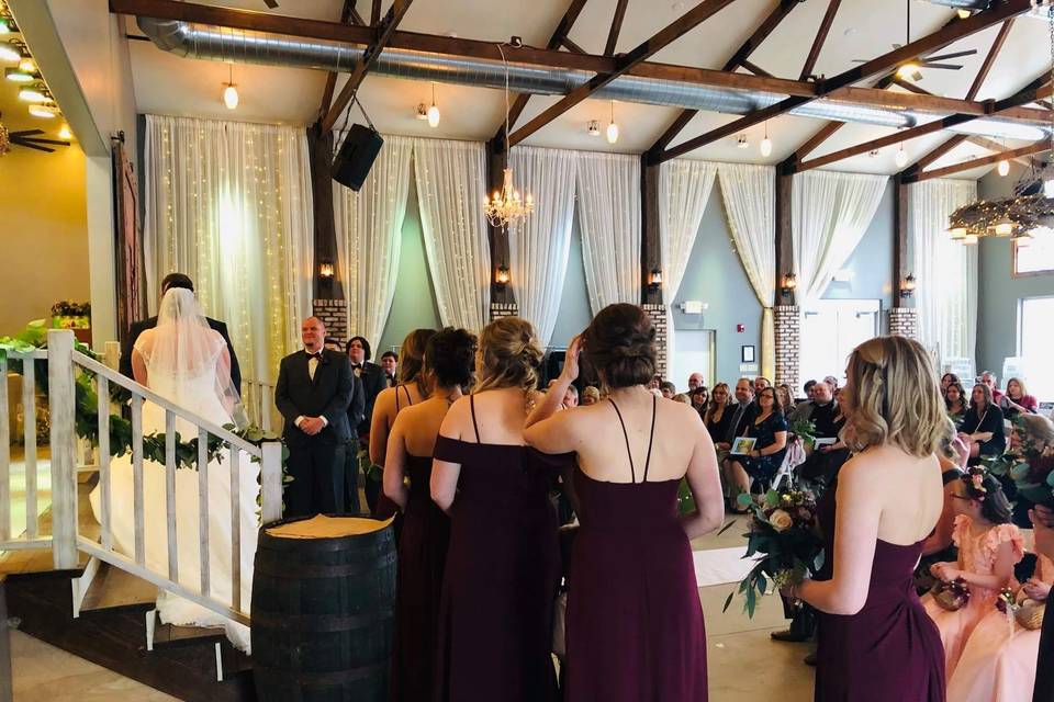 Barn indoor ceremony