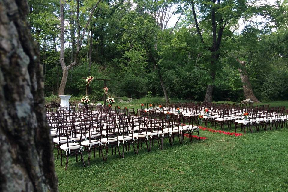 Outdoor wedding ceremony setting