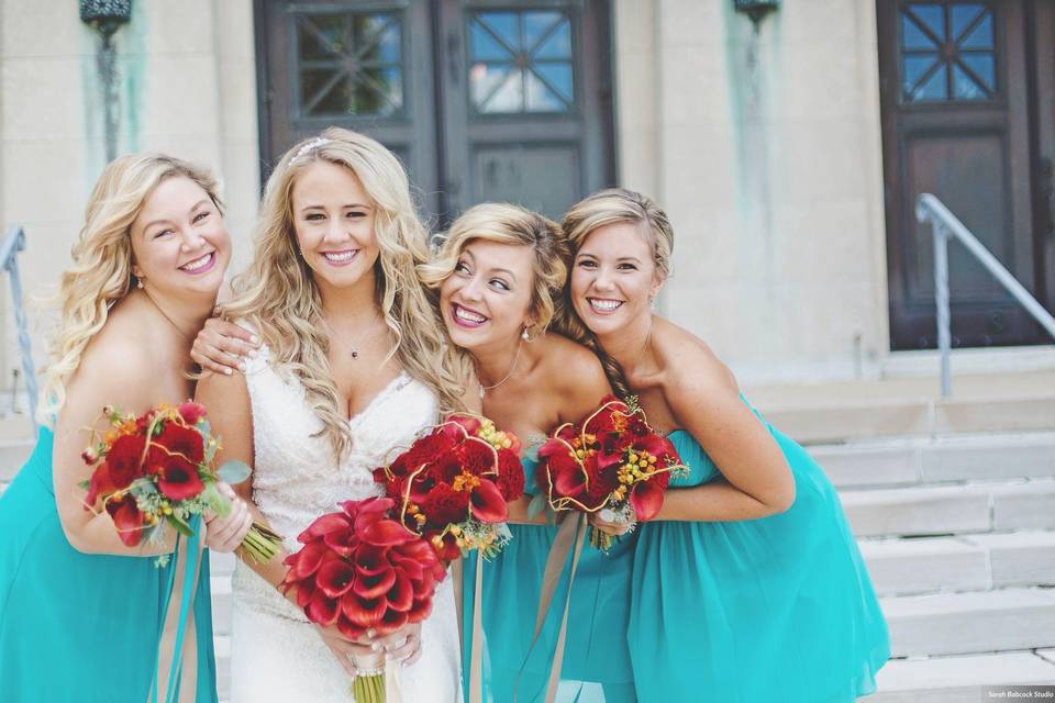 The bride with her bridesmaids