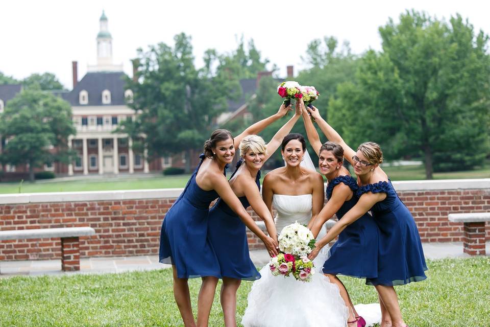 The bride with her bridesmaids