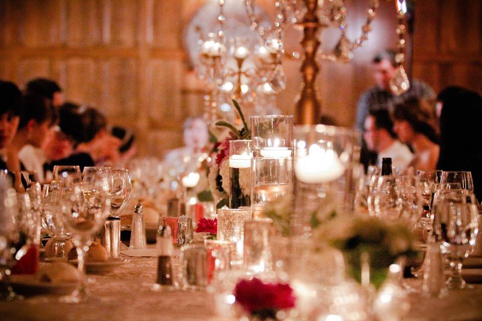 Table setup with candle centerpiece