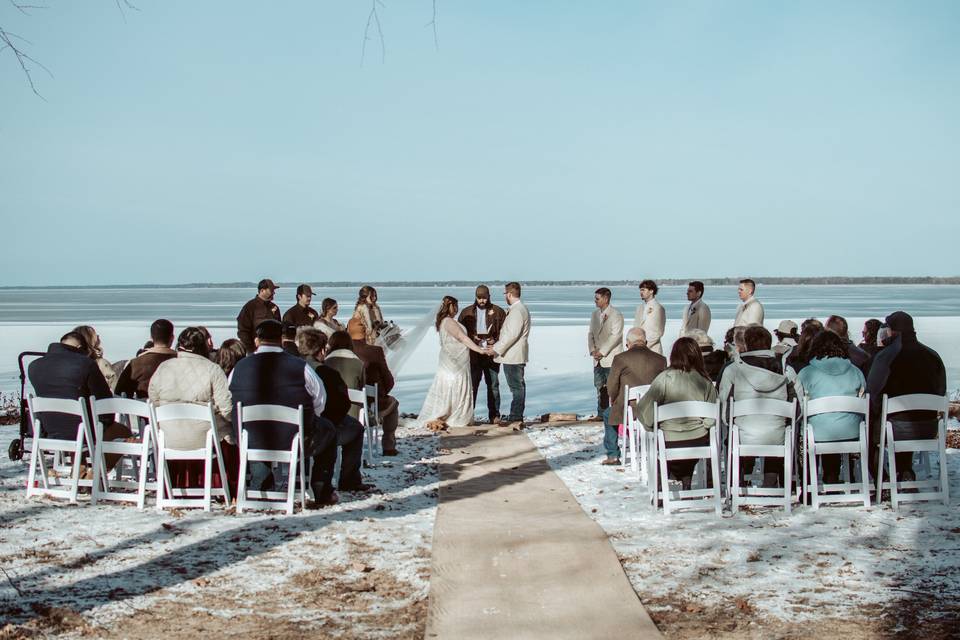 Winter wedding on beach