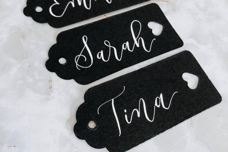 Name tags with hearts