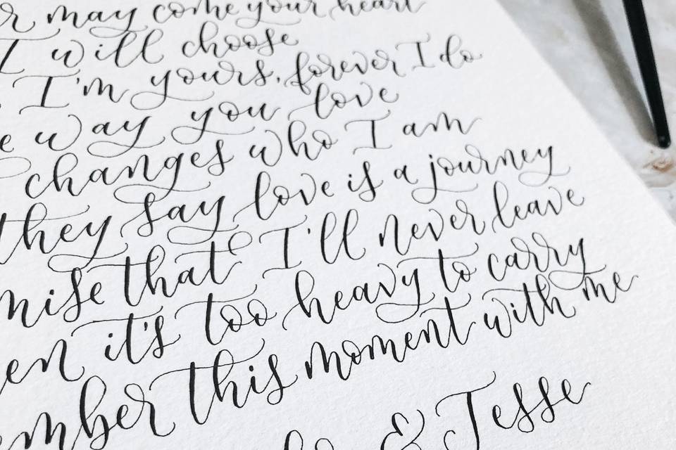 Hand lettered wedding song