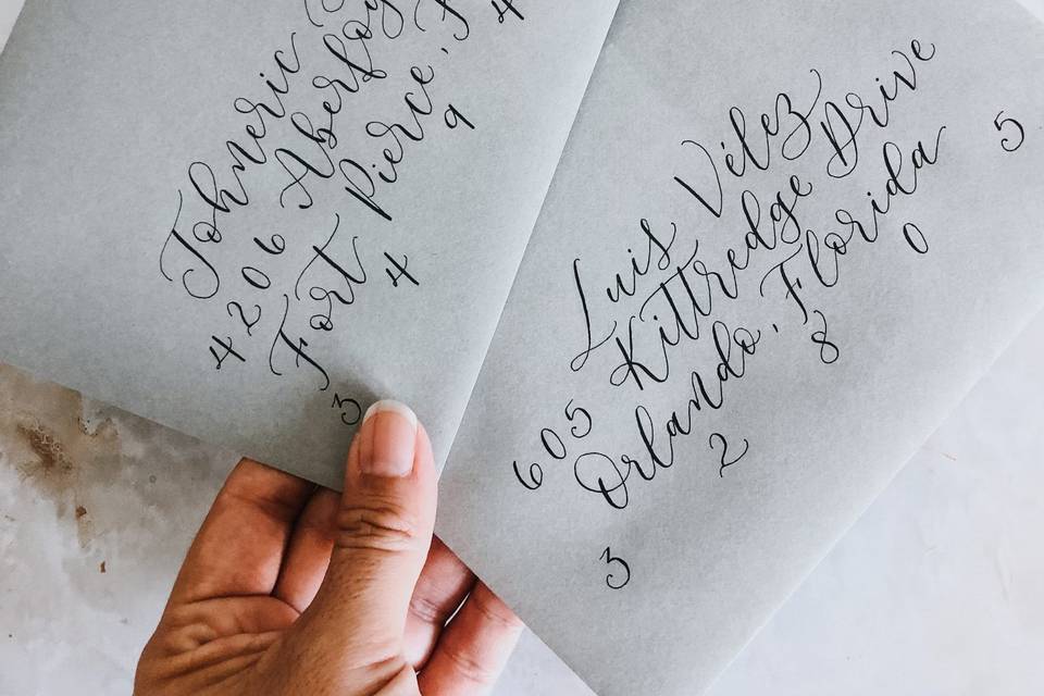 Modern calligraphy envelopes