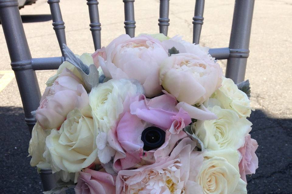 Beautiful peony, rose and rannunculus bouquet