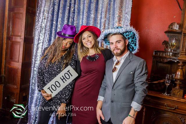 Guests trying out the props.