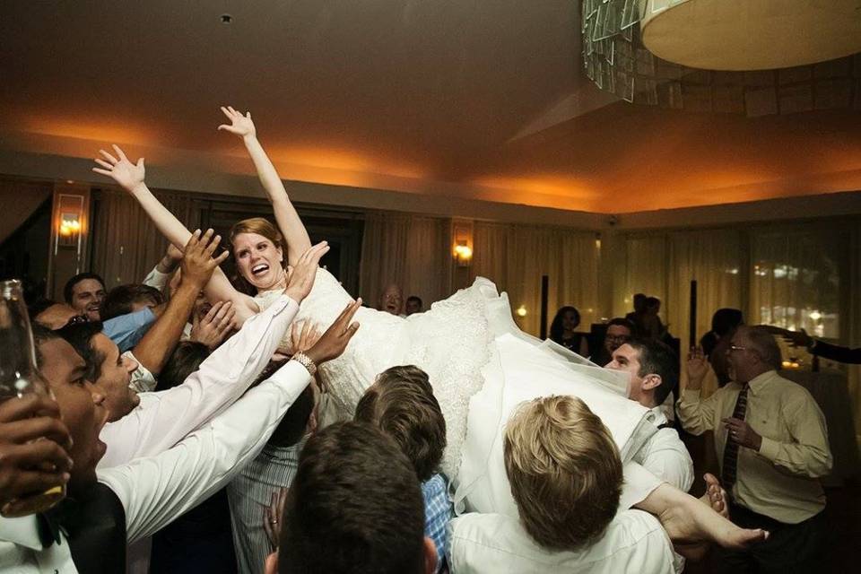 Bride crowd surfing!