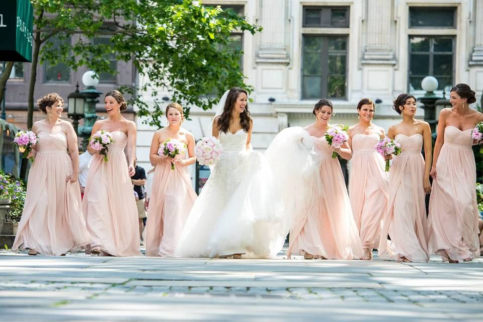 stunning up dos and make up for the whole party by NY Bridal Beauty and The Beauty of Brides