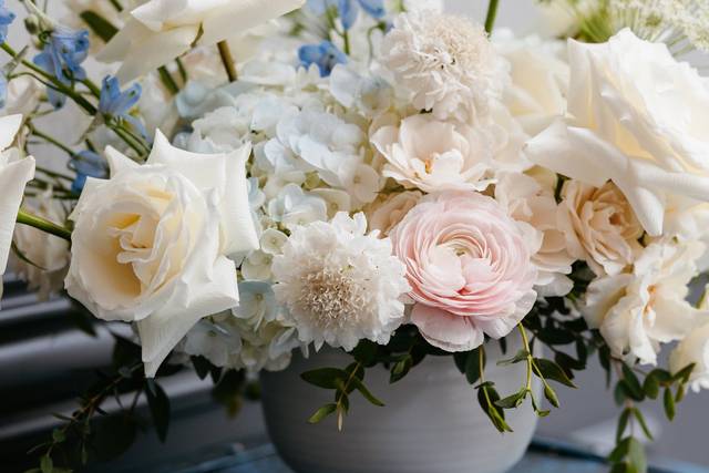 Pink, white and blue