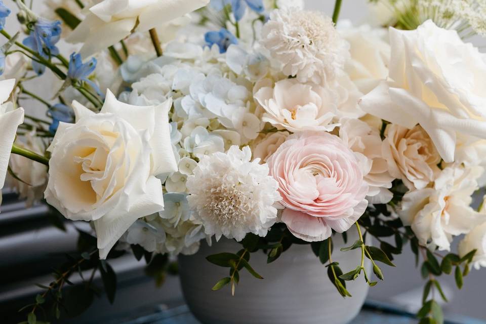 Pink, white and blue