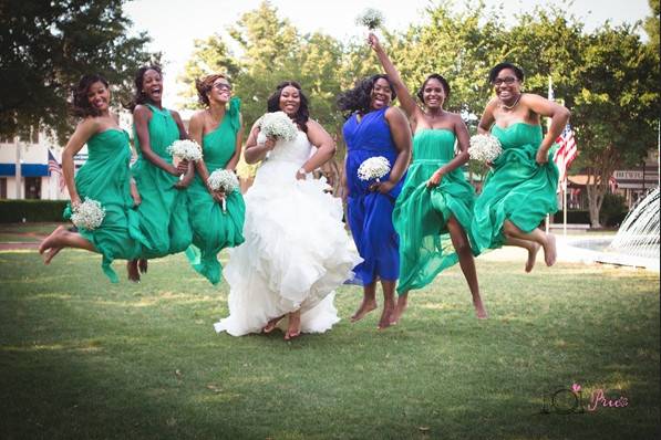 Wedding jump shot photo