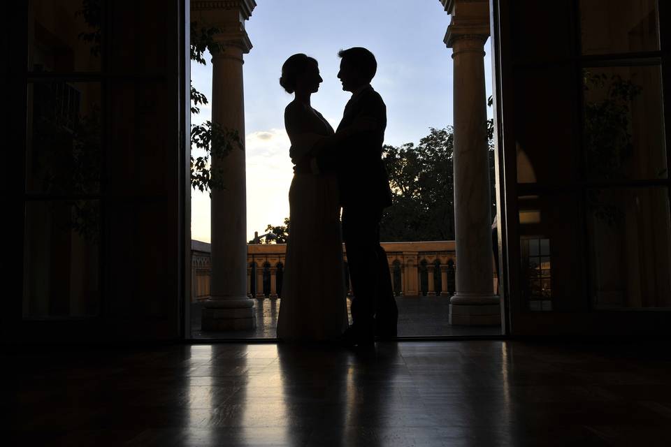 Silhouetted couple