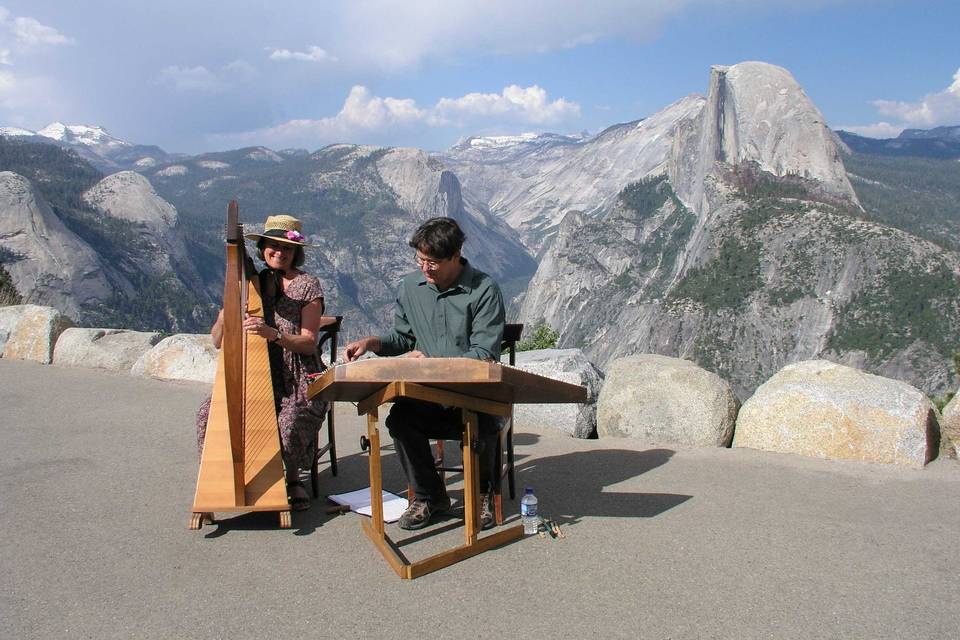 Outdoor wedding at Glacier Point, Yosemite National Park