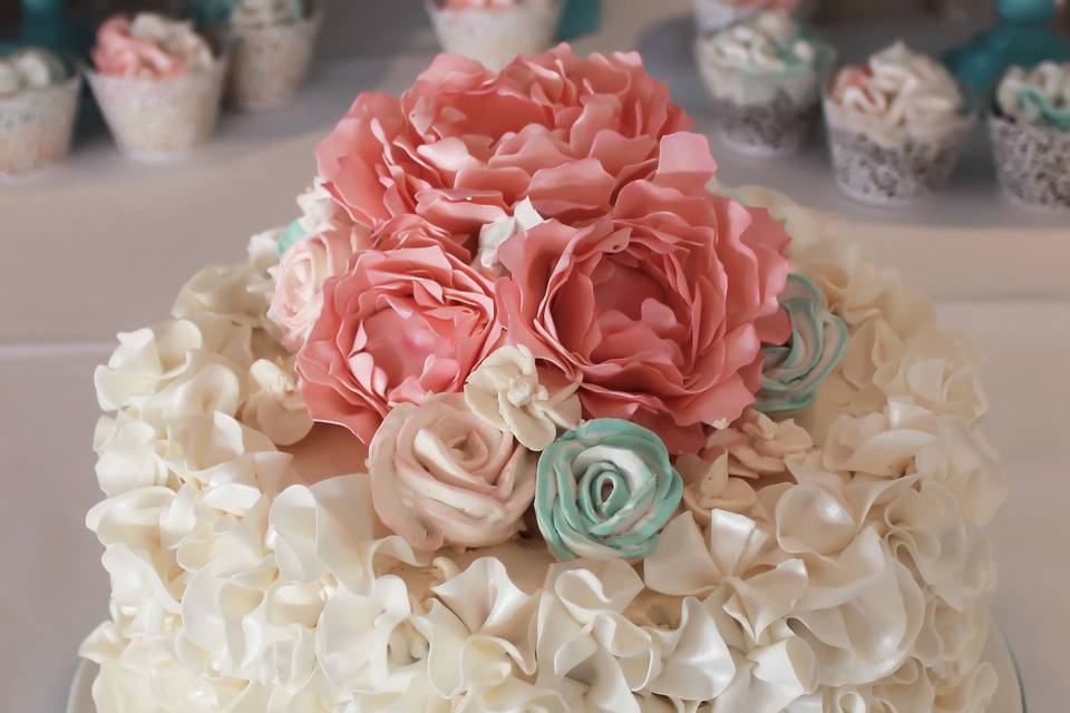 Chocolate ruffles with chocolate peonies
