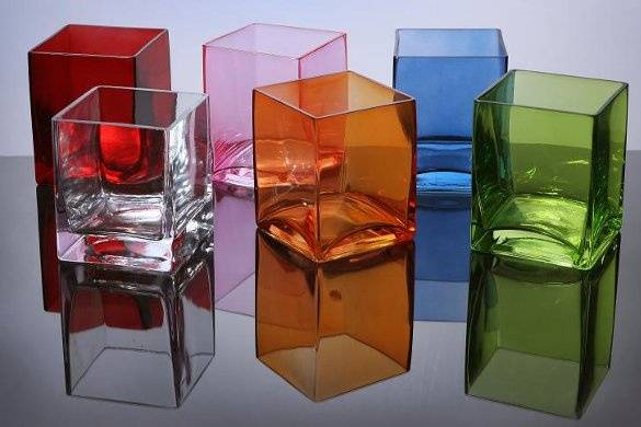 Our colored cube vases