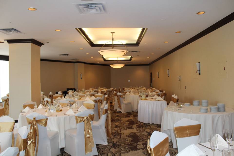 Gold Satin on Ivory Chair Covers