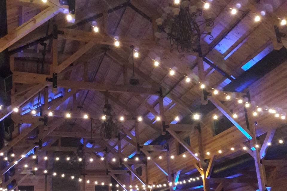 String lights over the dance floor