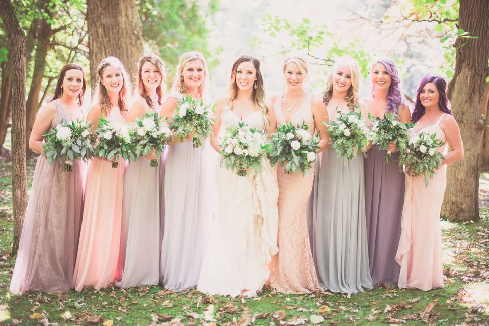 Bride and bridesmaids