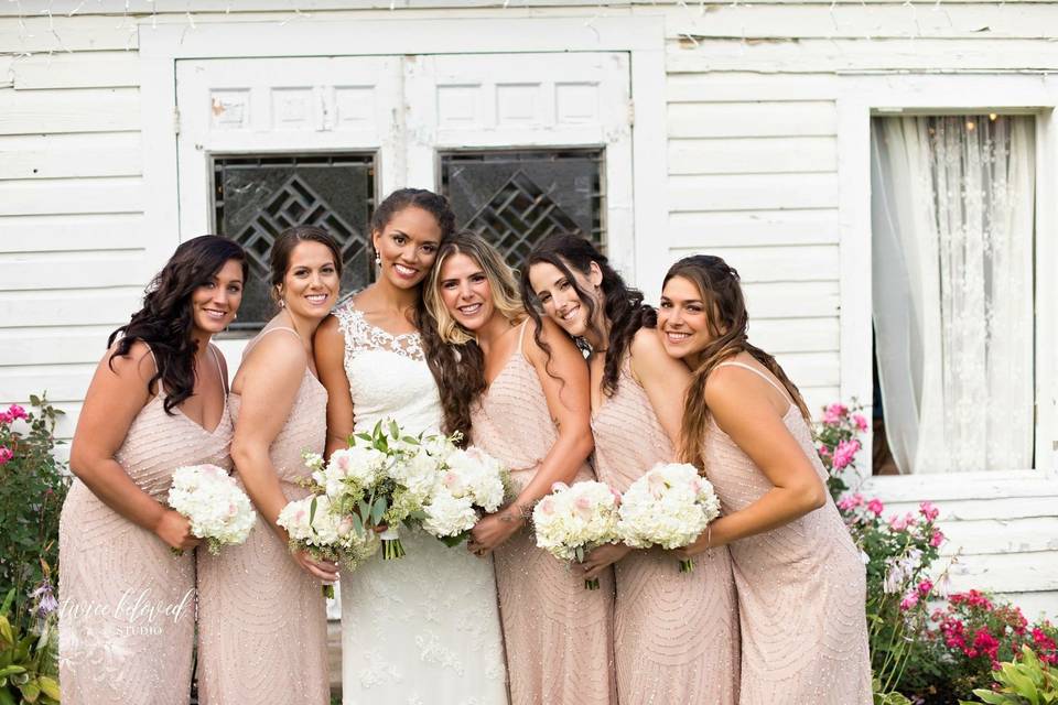 Bridesmaids with their bride