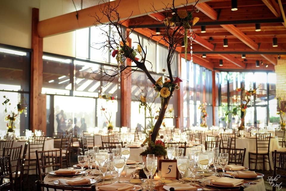 Table setup with centerpiece