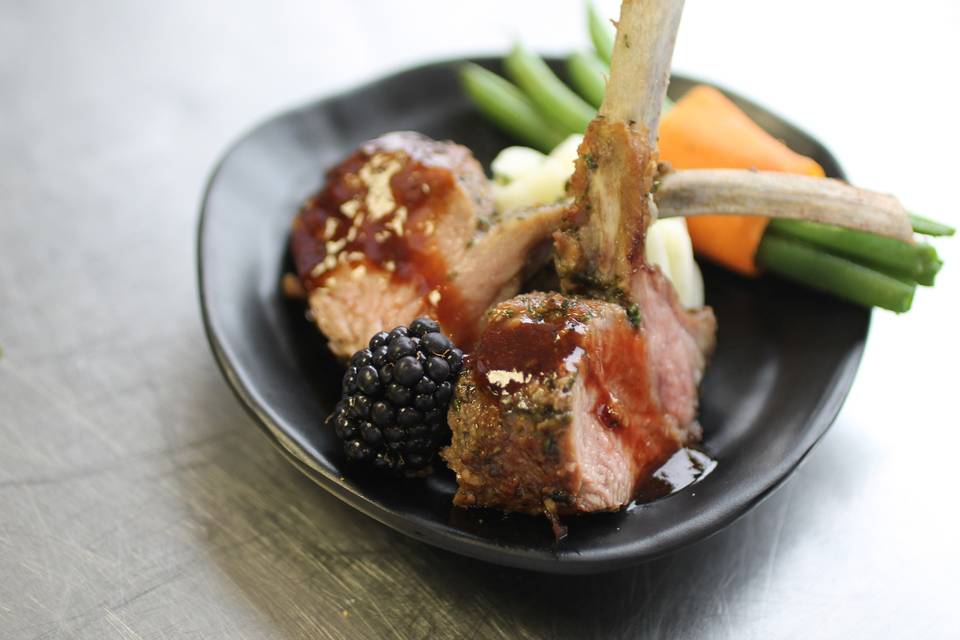 New Zealand Baby Lamb Chops with Blackberry Demi