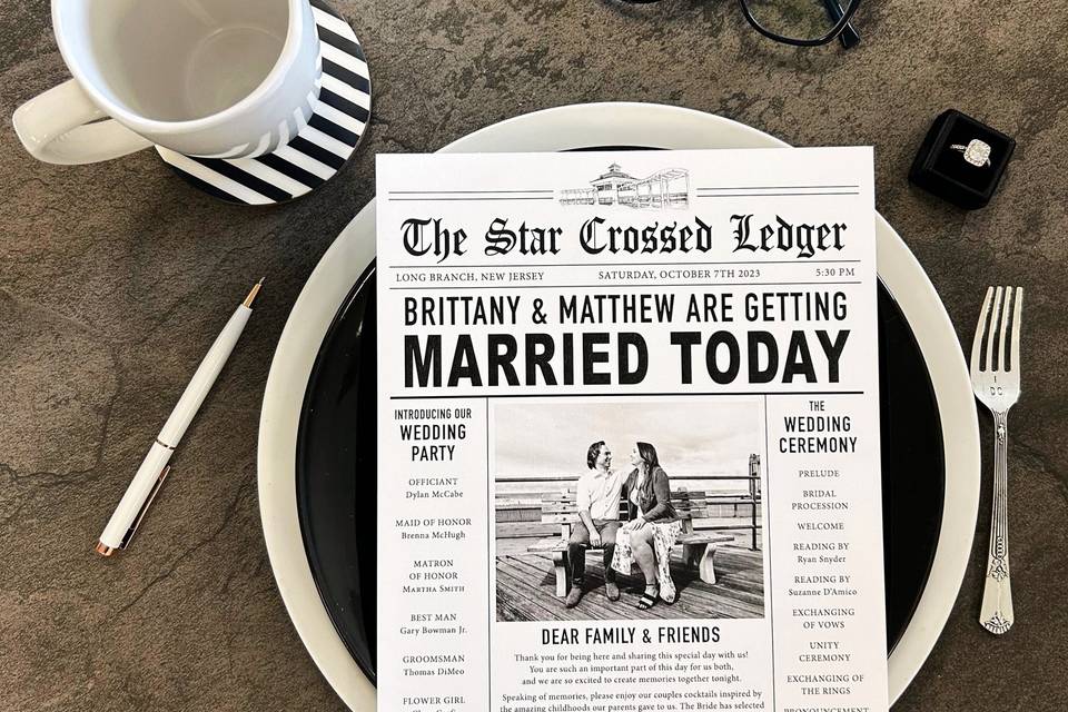 Newspaper Wedding Program