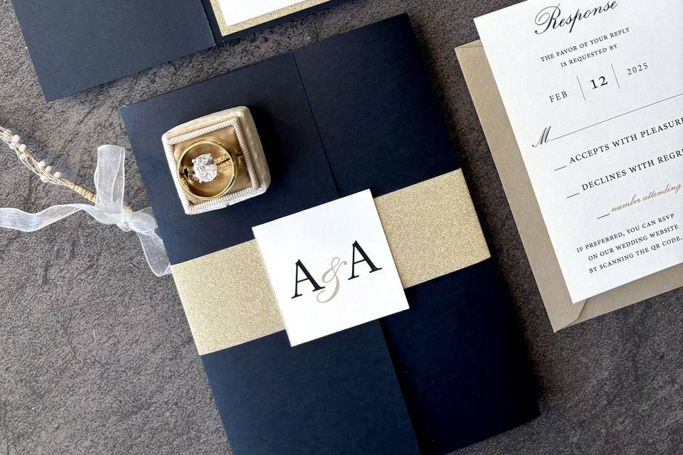 Black with Gold Glitter