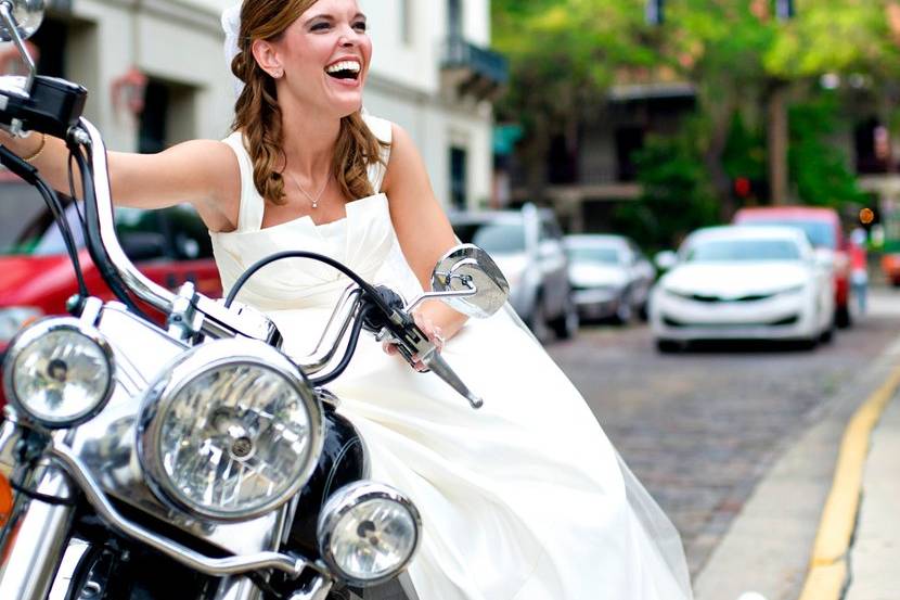 Bride on a bike