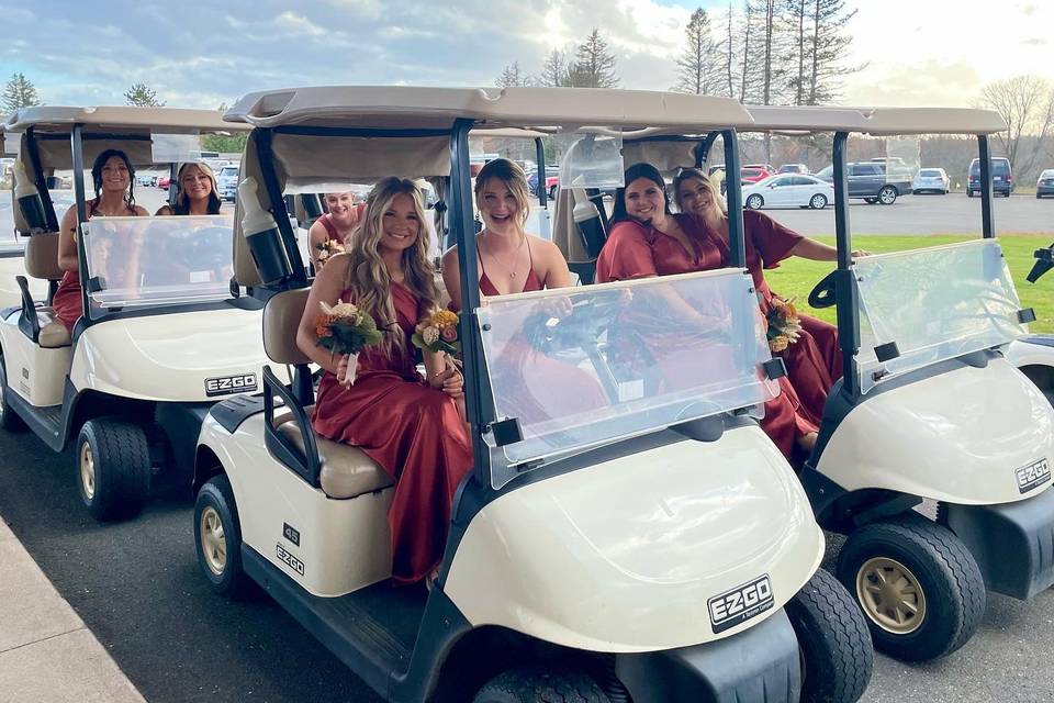 Bridesmaids on their way