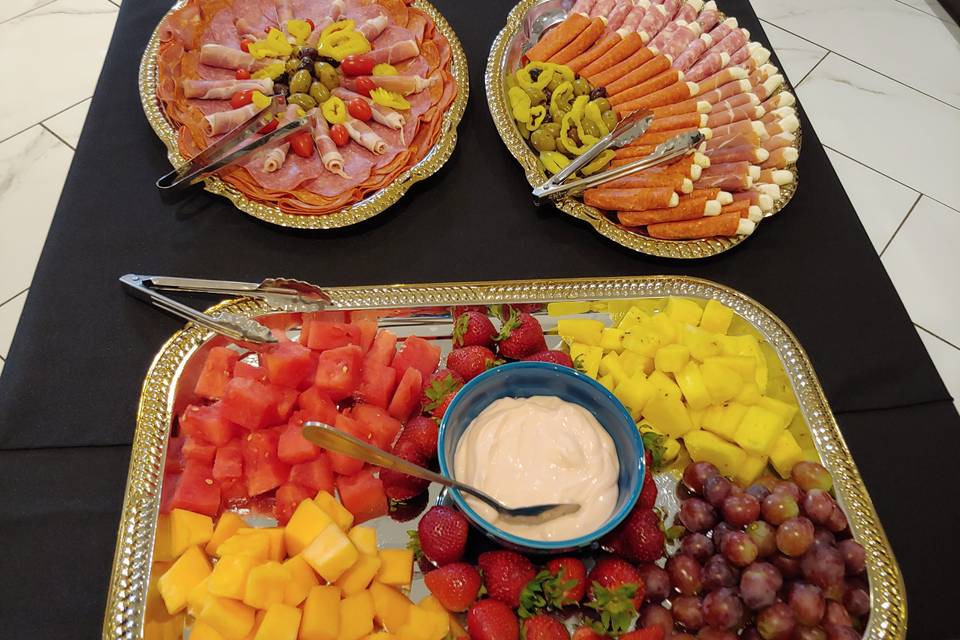 Fruit and meat trays