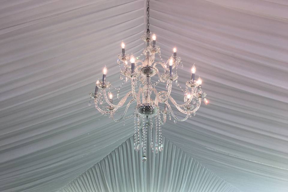 TENT LINER WITH 2 TIER TIFFANY CHANDELIER