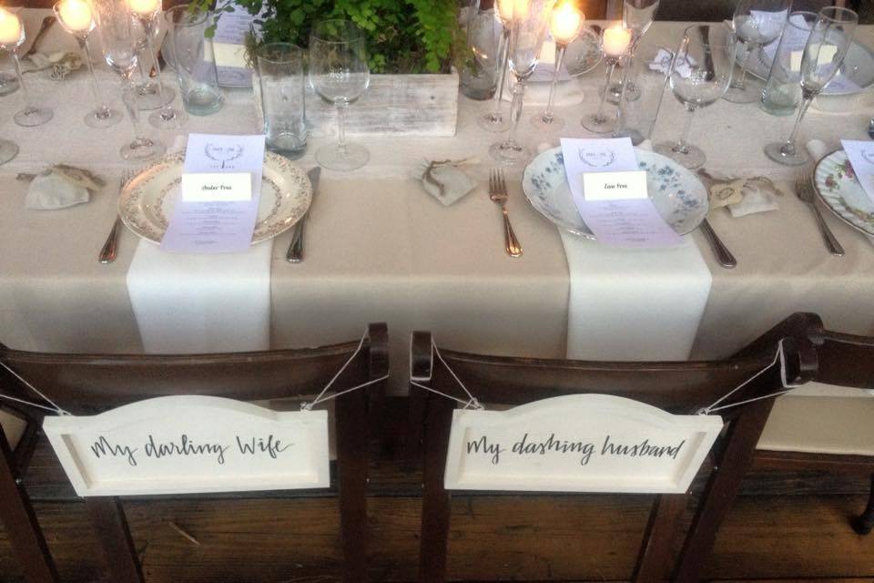 Table setup with centerpiece