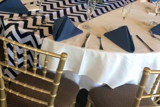 Table setup with flower centerpiece