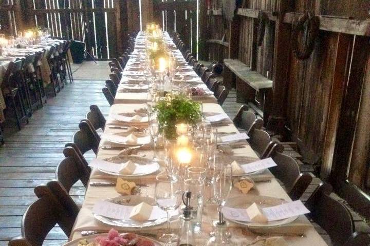 Table setup with candle centerpiece