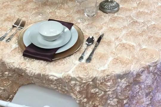Table setup with flower centerpiece