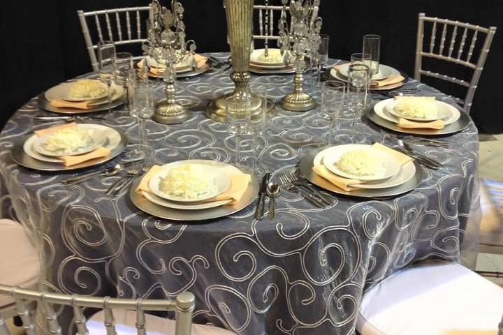 Table setup with centerpiece