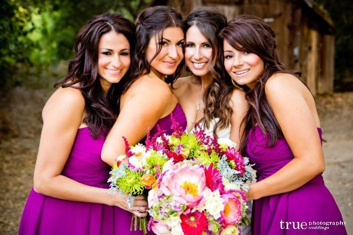 Bride and bridesmaids