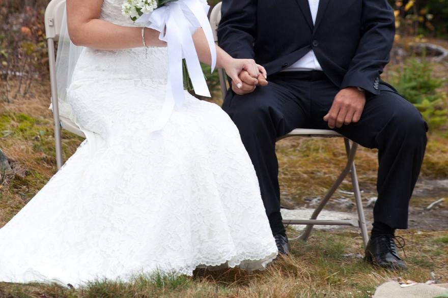 Bride and Groom during their outdoor mountaintop wedding at Gore