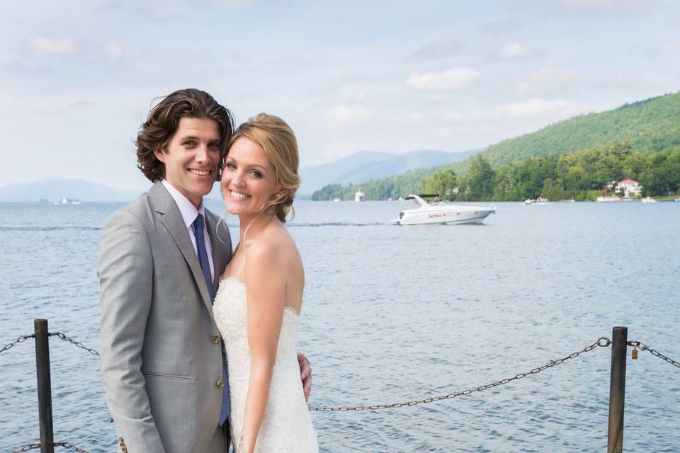 Bride and Groom on Lake George