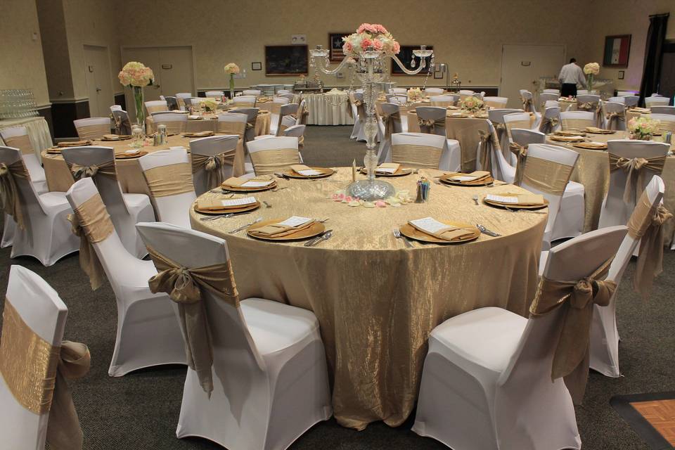 Reception tables and nude linens