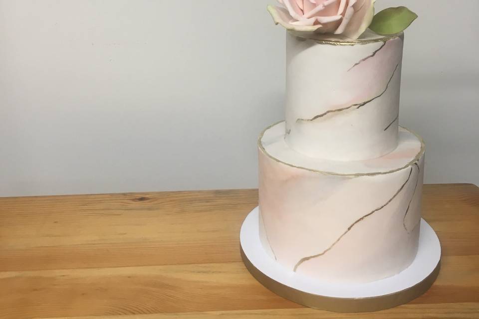 Marbled fondant + sugar flower