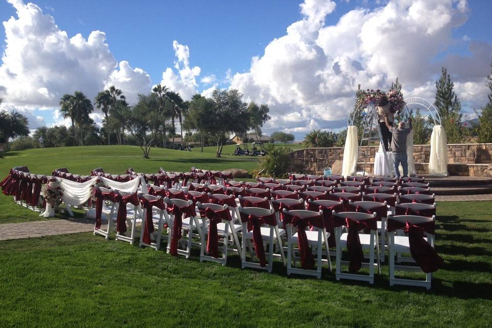 Outdoor wedding setup