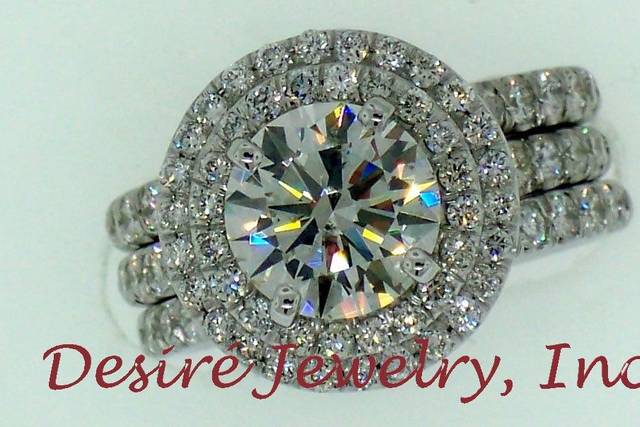 Custom double Halo Diamond ring with Round Diamond Center!