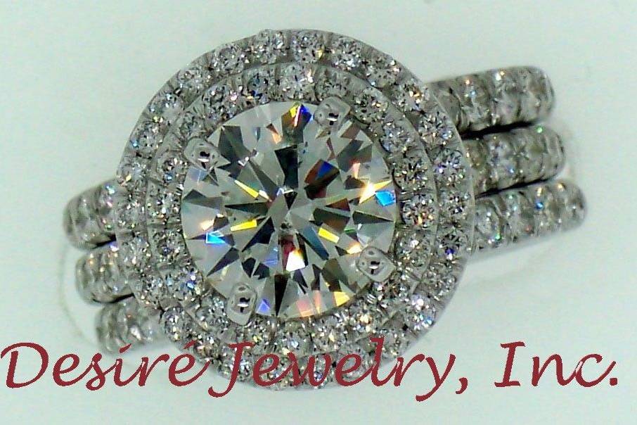 Custom double Halo Diamond ring with Round Diamond Center!