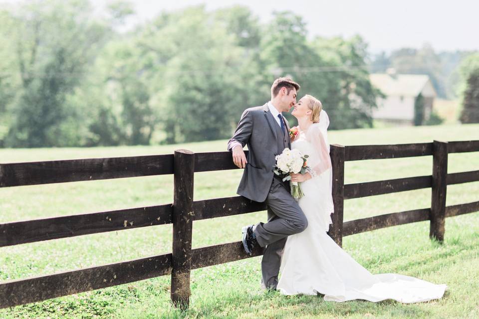 Newlyweds by the fences