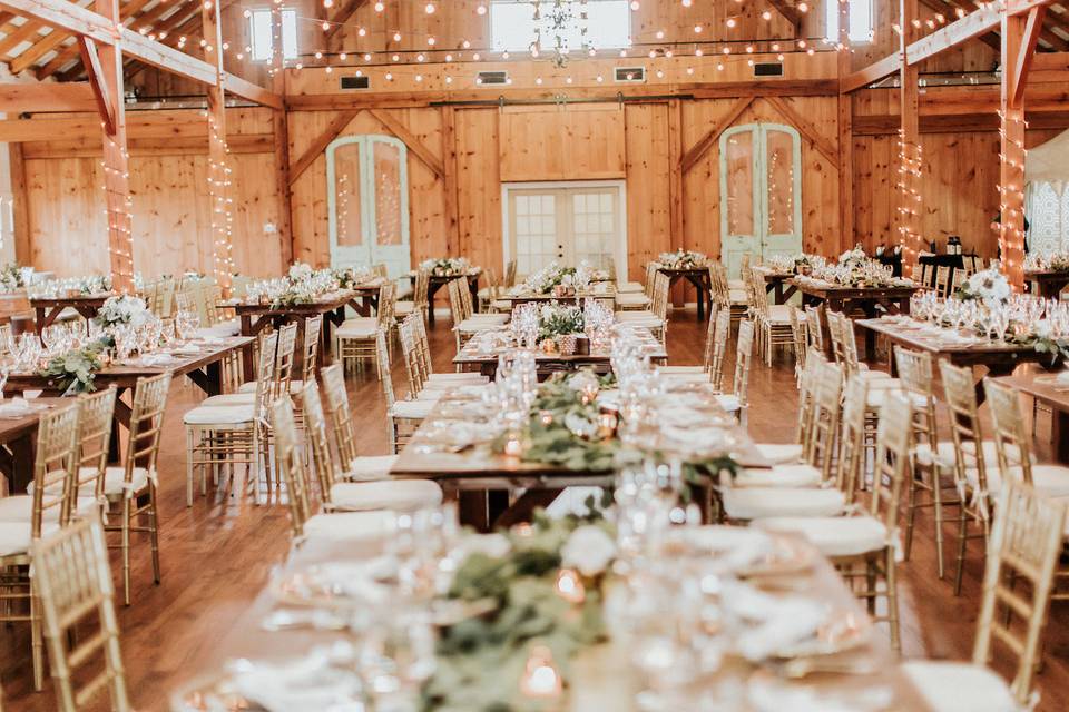 Rustic reception hall setup