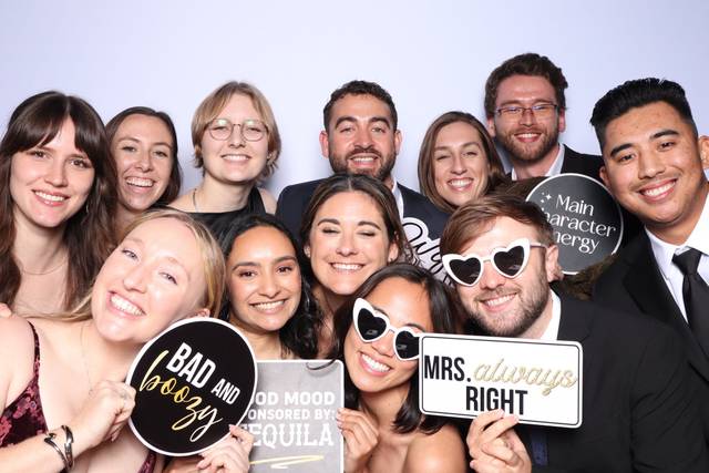 Wedding guests with props