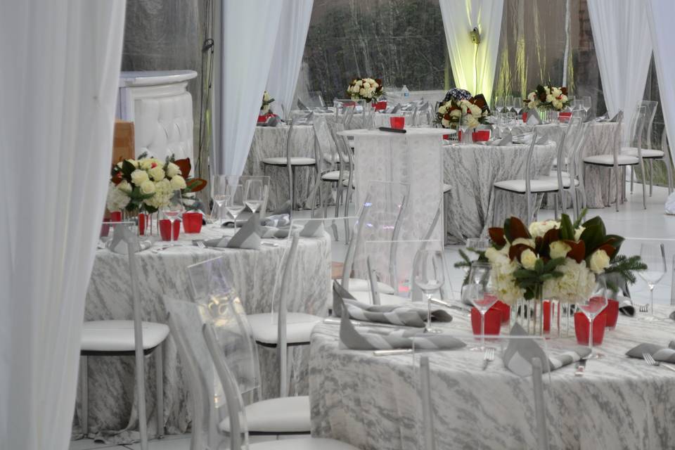 White event with clear tent