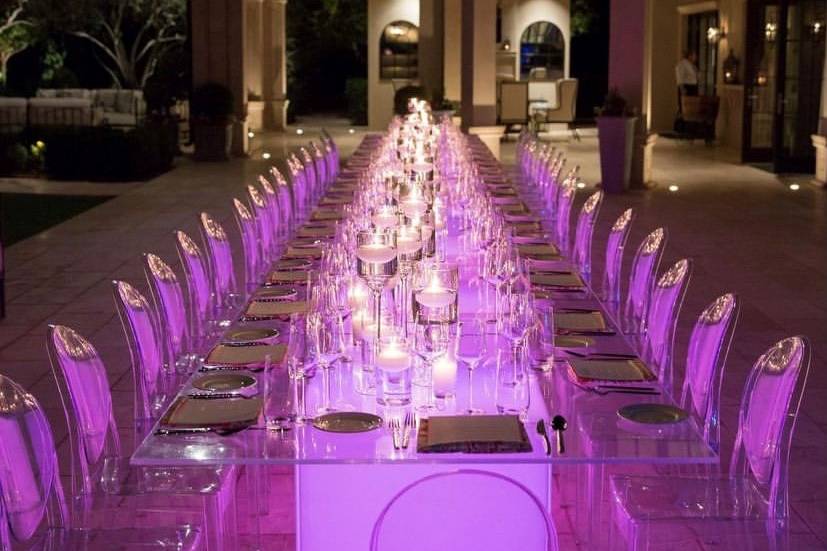 Glow tables with ghost chairs